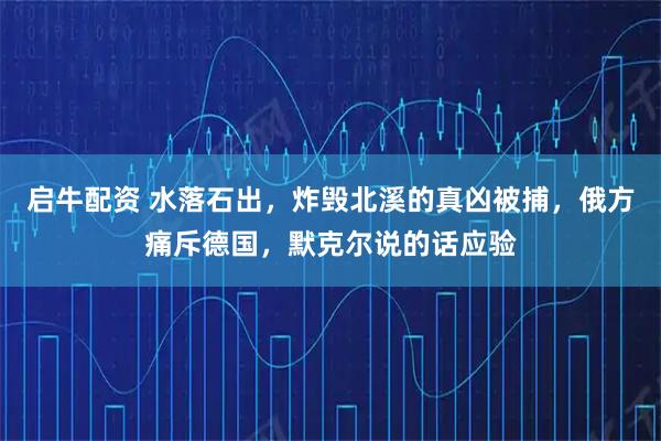启牛配资 水落石出，炸毁北溪的真凶被捕，俄方痛斥德国，默克尔说的话应验