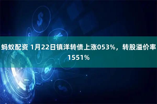 蚂蚁配资 1月22日镇洋转债上涨053%，转股溢价率1551%